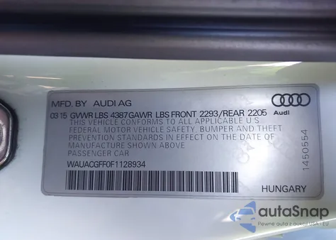 2015 Audi A3 1.8T Premium из США, поврежденный, VIN WAUACGFF0F1128934